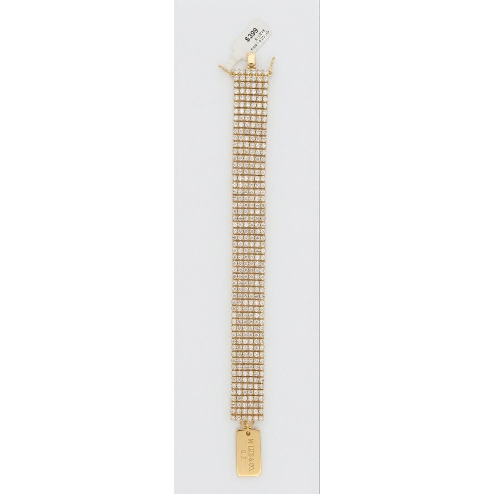 Dazzling 6 Line CZ -9” Tennis Bracelet Gold Finished